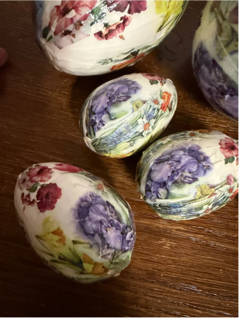 Vintage Floral Decoupage Paper Easter Eggs Lot of 8 Large & Small Spring Holiday